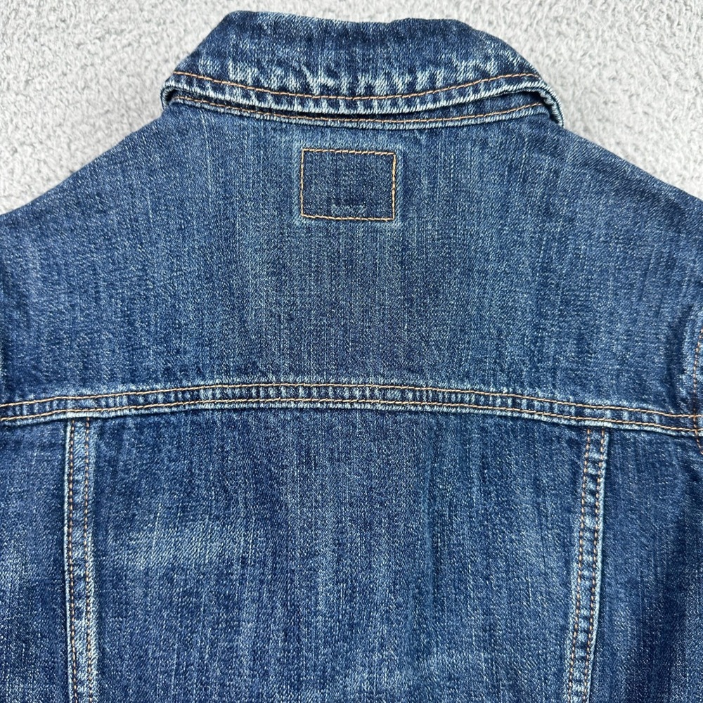 American Eagle Denim Trucker Jacket Womens Small Blue Cotton Dark Wash Classic - Picture 5 of 11